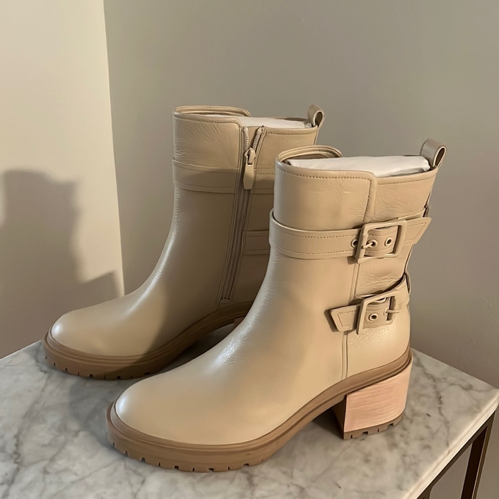 Cream Leather Boots